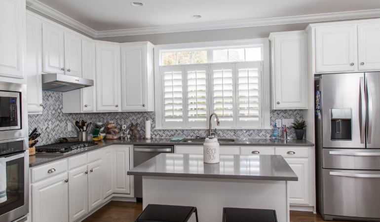 Polywood shutters in a Chicago gourmet kitchen.